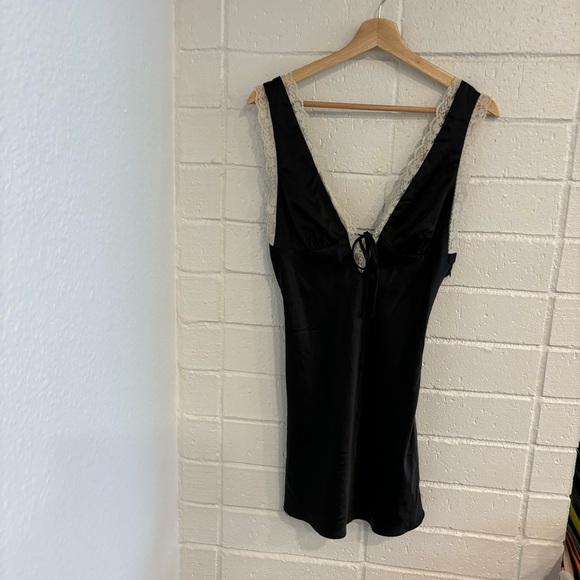 Cotton Candy LA black satin mini dress with lace - Picture 2 of 5